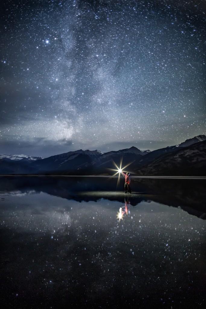 A man meets the Milky Way in Jasper National Park