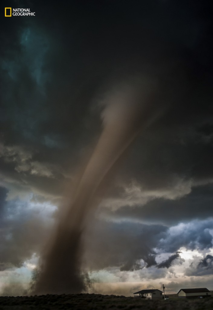 An EF2 tornado bears down on a home in Wray, Colorado- May 7, 2016. As soon as we were safe, as the tornado roared off into the distance through a field before roping out, we scrambled up the hill to check on the residents.Thankfully, everyone was alright, and we were grateful for that. As I was checking in with a young woman coming out of the basement, we became very aware of a strong new circulation - right above our heads. We needed to run for cover, and did so before saying a proper goodbye.
