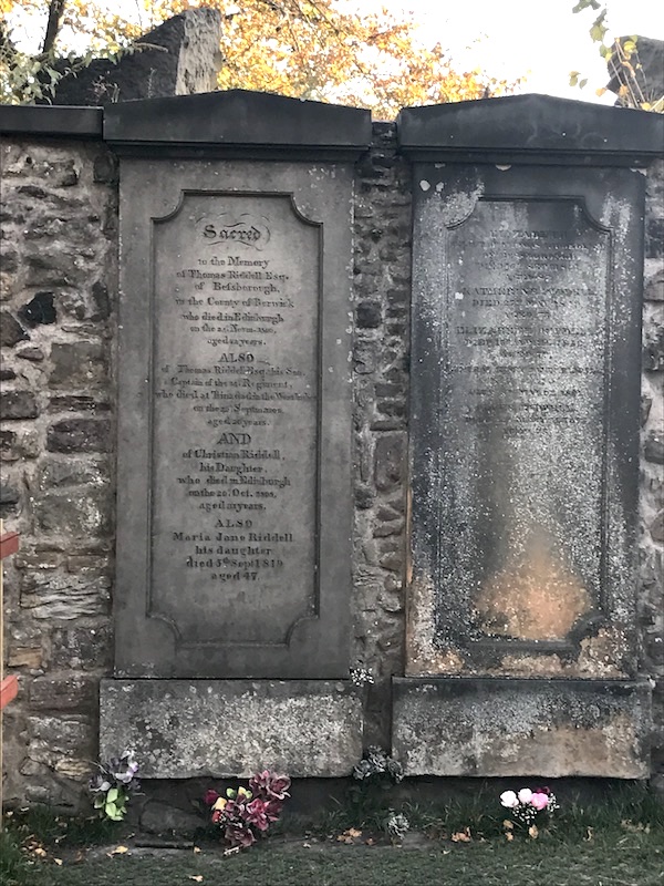 Tom Riddell's headstone on a Harry Potter tour of Edinburgh.