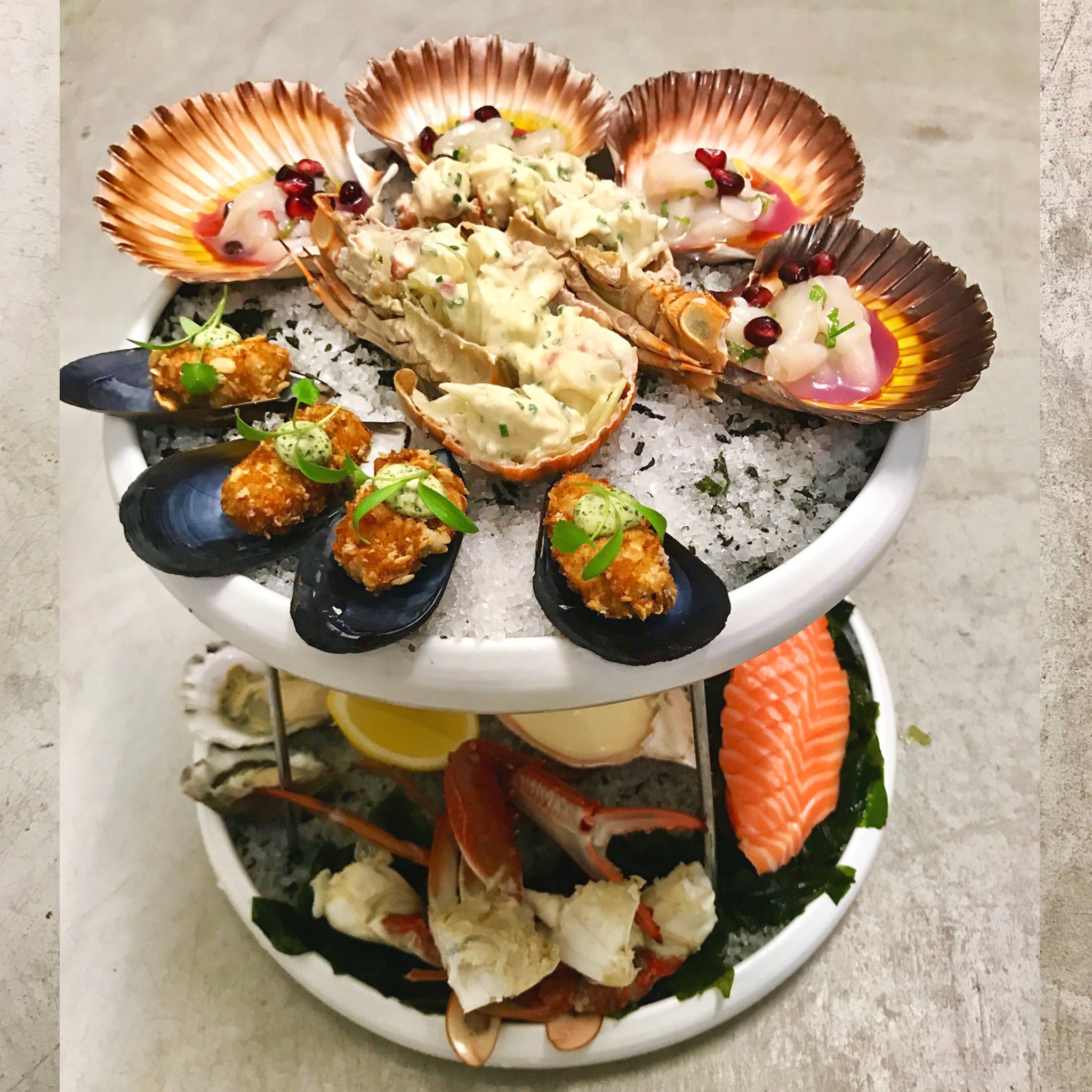 Seafood platter menu item at Cirrus Dining restaurant, Barangaroo