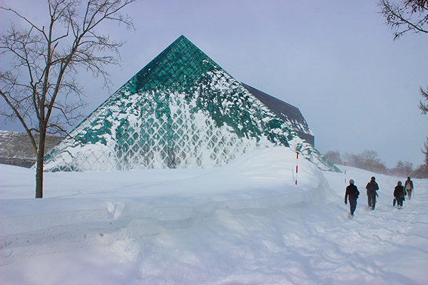 The glass pyramid "Hidamari" in Moerenuma Park in Sapporo