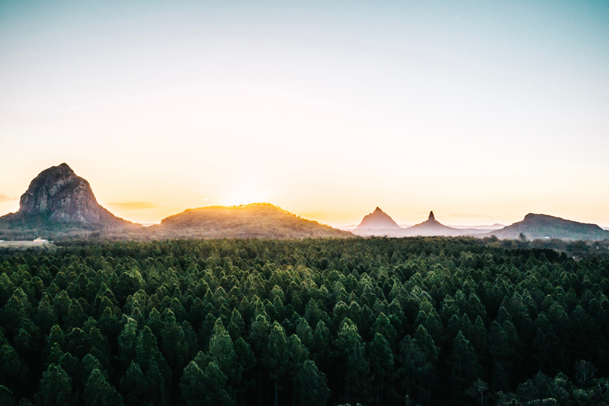 Lookout from Glass House Mountains, Beerburrum State Forest, 1 hour drive from the Sunshine Coast, Australia