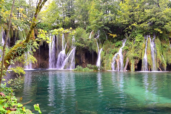 A beautiful waterfall in Plitvice National Park.