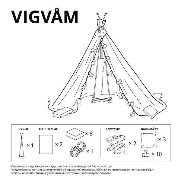 The instruction guide for the VIGVAM IKEA blanket fort.