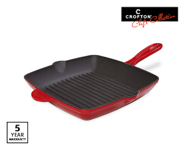 Cast iron griddle pan, available in the Aldi Special Buys cookware sale.
