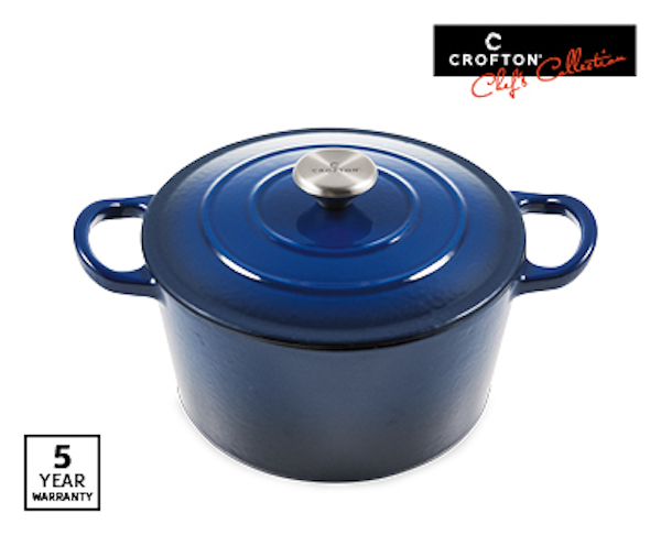 Cast iron Dutch Oven, available in the Aldi Special Buys cookware sale.